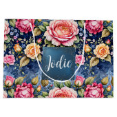 Farbenfrohe Rose Fantasie Große Geschenktüte (Rückseite)