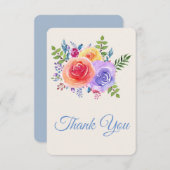 Farbenfrohe Rose Hochzeit mit floralen Wasserfarbe Dankeskarte (Vorne/Hinten)