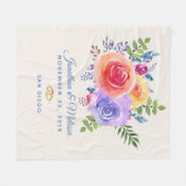 Farbenfrohe Rose Hochzeit mit floralen Wasserfarbe Fleecedecke (Vorderseite (Horizontal))