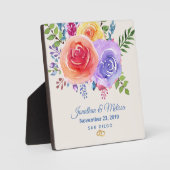 Farbenfrohe Rose Hochzeit mit floralen Wasserfarbe Fotoplatte (Vorderseite)