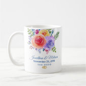 Farbenfrohe Rose Hochzeit mit floralen Wasserfarbe Kaffeetasse (Links)