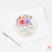 Farbenfrohe Rose Hochzeit mit floralen Wasserfarbe Runder Aufkleber (Umschlag)