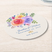 Farbenfrohe Rose Hochzeit mit floralen Wasserfarbe Runder Pappuntersetzer (Angewinkelt)