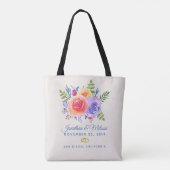 Farbenfrohe Rose Hochzeit mit floralen Wasserfarbe Tasche (Rückseite)