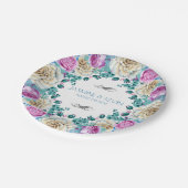 Farbenfrohe Rose Hochzeitsurm Pappteller (Schrägansicht)