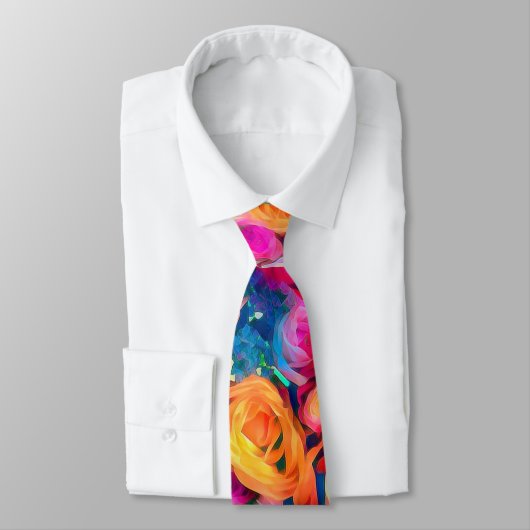 Farbenfrohe Rose Neck Tie Krawatte (Gebunden)