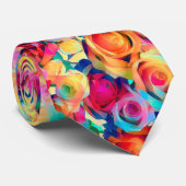 Farbenfrohe Rose Neck Tie Krawatte (Gerollt)