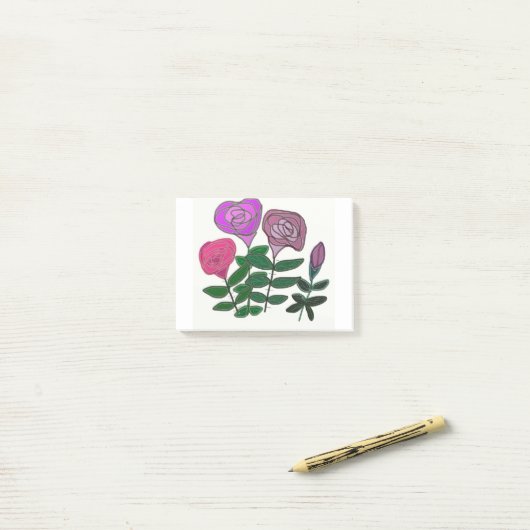 Farbenfrohe Rose Post-it Klebezettel (Auf Schreibtisch)