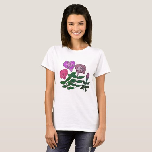 Farbenfrohe Rose T-Shirt (Vorne ganz)