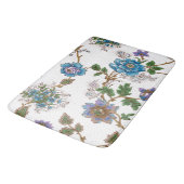 Farbenfrohe Rose und orientalische Poppies - weiße Badematte (Schrägansicht)