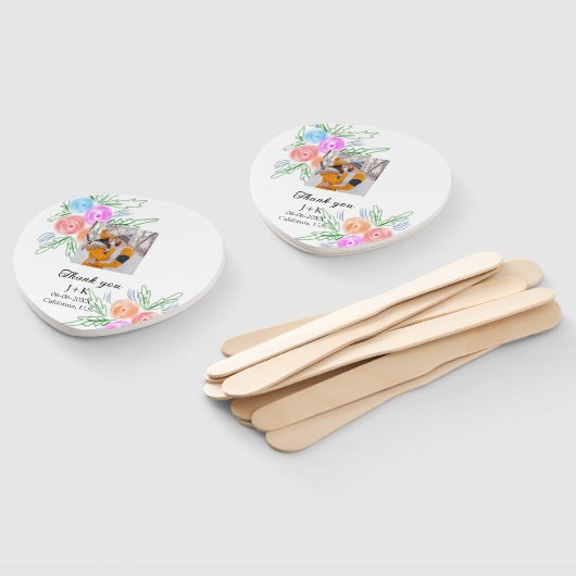 Farbenfrohe Rose Wildblume danke Ihnen Hochzeitsna Fächer (Non-assembled)