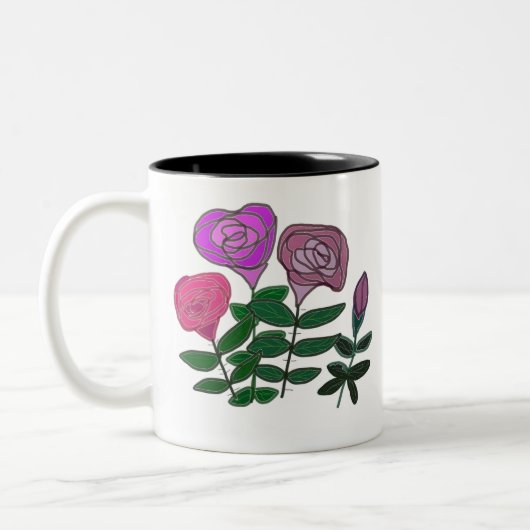 Farbenfrohe Rose Zweifarbige Tasse (Links)