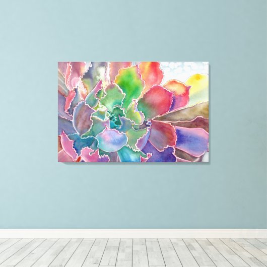 Farbenfrohe Rosette-Leinwand Leinwanddruck (Insitu (Holzboden))