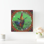 Farbenfrohe Roster Crosse Abstrakt Art Quadratische Wanduhr (Zuhause)