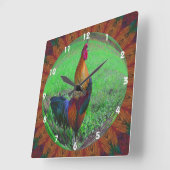 Farbenfrohe Roster Crosse Abstrakt Art Quadratische Wanduhr (Winkel)