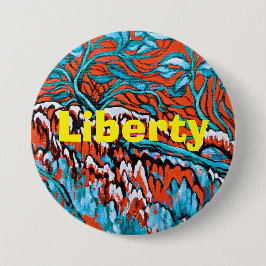 Farbenfrohe rot-blaue magische Wälder Button