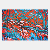 Farbenfrohe rot-blaue magische Wälder Geschenkpapier Set (Vorderseite)