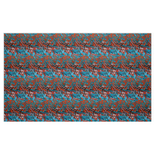 Farbenfrohe rot-blaue magische Wälder Stoff