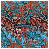 Farbenfrohe rot-blaue magische Wälder Stoff (Nahaufnahme)