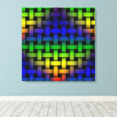 Farbenfrohe Rot Grün Blau Diamant Weave Art Leinwanddruck (Insitu (Holzboden))