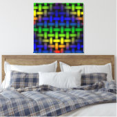 Farbenfrohe Rot Grün Blau Diamant Weave Art Leinwanddruck (Insitu (Schlafzimmer))