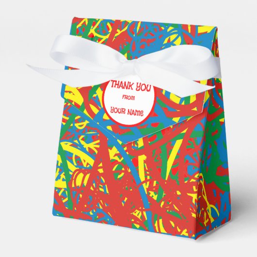 Farbenfrohe Rot-Grün-Gelbe Schriftzüge Crayon Geschenkschachtel (Vorderseite)