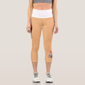 Farbenfrohe Rot Orange Realistische Roostermalerei Capri Leggings (Vorderseite)