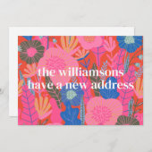 Farbenfrohe Rote Blume bewegte neue Zuhause-Adress Ankündigung (Vorne/Hinten)