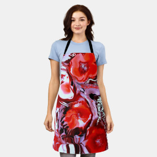 Farbenfrohe rote Blume Digitale Malerei Schürze