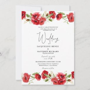 Farbenfrohe rote Blumeneinladung zur Hochzeit II Einladung