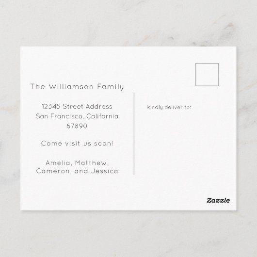 Farbenfrohe Rote Blüte Wir bewegten uns neue Zuhau Postkarte (Rückseite)