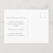 Farbenfrohe Rote Blüte Wir haben neue Zuhause-Movi Postkarte (Rückseite)