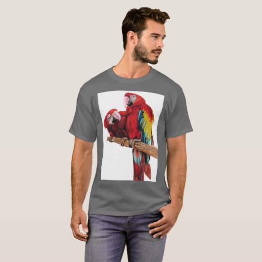 Farbenfrohe rote Farbe Wasserfarben Malerei Design T-Shirt (Vorne ganz)