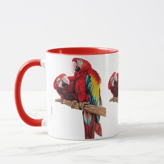 Farbenfrohe rote Farbe Wasserfarben Malerei Design Tasse (Links)
