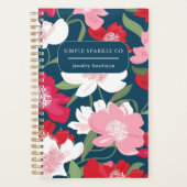 Farbenfrohe Rote Feminine Blumenfirma Business Planer (Vorderseite)