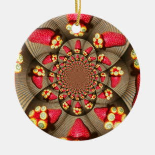 Farbenfrohe Rote Freude: Strawberry Kaleidoskop Ku Keramik Ornament