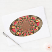 Farbenfrohe Rote Freude: Strawberry Kaleidoskop Ku Ovaler Aufkleber (Umschlag)