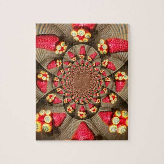 Farbenfrohe Rote Freude: Strawberry Kaleidoskop Ku Puzzle (Vertikal)