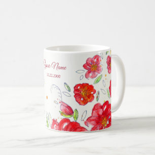 Farbenfrohe Rote Gelbe Rosa Florale Hochzeitsfeier Kaffeetasse