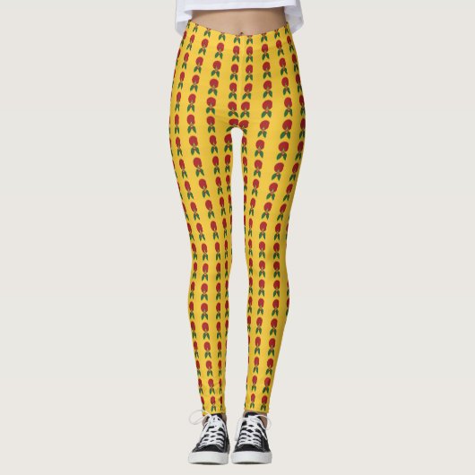 Farbenfrohe Rote Golden Green Girl Leggings (Vorderseite)