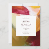 Farbenfrohe Rote Grüne Hand Malte Abstrakte Kunst Einladung (Vorderseite)