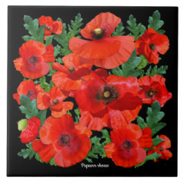 Farbenfrohe rote Poppies Fliese