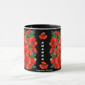 Farbenfrohe rote Poppies personalisierte Umarmung Tasse (Zentrum)