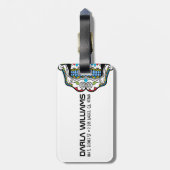 Farbenfrohe Rote Rose und blaue Diamanten Gepäckanhänger (Rückseite vertikal)