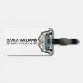 Farbenfrohe Rote Rose und blaue Diamanten Gepäckanhänger (Rückseite horizontal)