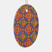 Farbenfrohe rote, rustikale Muster geometrisch Keramikornament (Rechts)