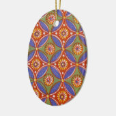 Farbenfrohe rote, rustikale Muster geometrisch Keramikornament (Links)