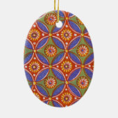 Farbenfrohe rote, rustikale Muster geometrisch Keramikornament (Hinten)