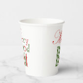 Farbenfrohe rote und grüne, fröhliche und helle Pa Pappbecher (Rechts)