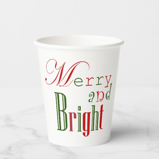 Farbenfrohe rote und grüne, fröhliche und helle Pa Pappbecher (Vorderseite)